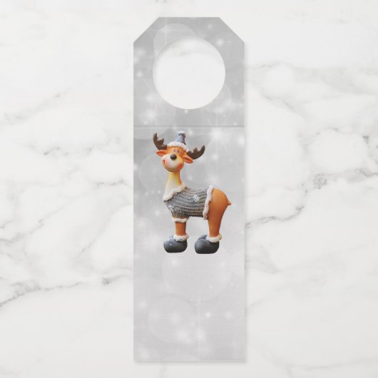 Merry Christmoose mit einem Hut Flaschenanhänger (Rückseite)
