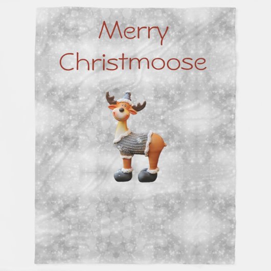 Merry Christmoose mit einem Hut Fleecedecke (Vorderseite)