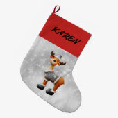 Merry Christmoose mit einem Hut Großer Weihnachtsstrumpf (Vorderansicht (hängend))