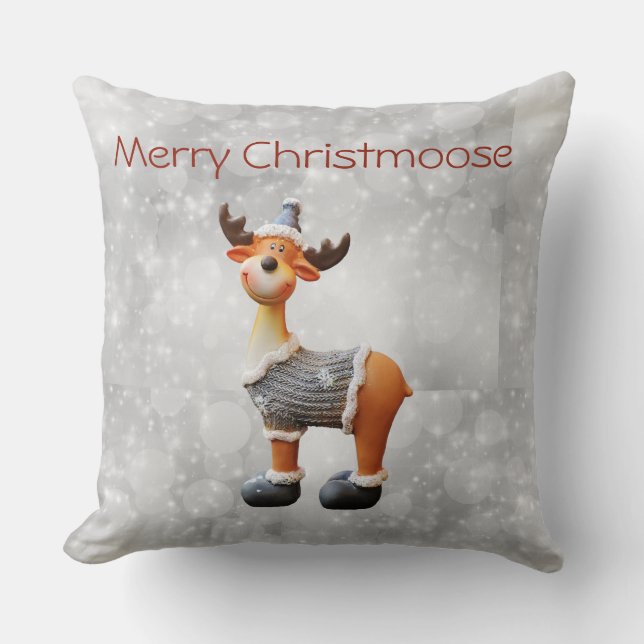 Merry Christmoose mit einem Hut Kissen (Vorderseite)