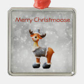 Merry Christmoose mit einem Hut Ornament Aus Metall (Vorne)
