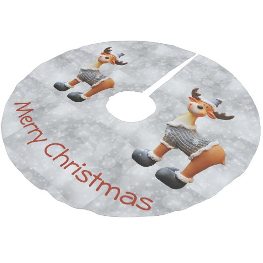 Merry Christmoose mit einem Hut Polyester Weihnachtsbaumdecke (Schrägansicht)