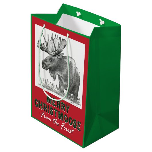 Merry Christmoose Mittlere Geschenktüte (Rückseite Schrägansicht)