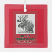 Merry Christmoose Ornament Aus Glas (Vorderseite)