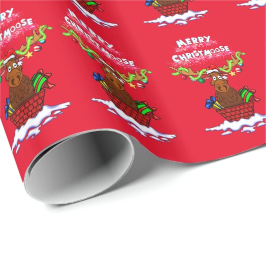 "Merry Christmoose" Santa Elose Wrapping Paper Geschenkpapier (Rolleneckpunkt)