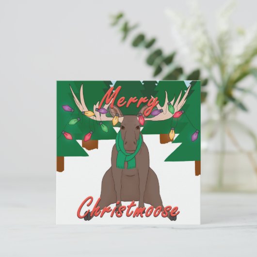 Merry Christmoose - Weihnachtskarte (Stehend Vorderseite)