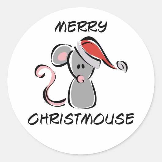 Merry Christmouse Runder Aufkleber (Vorderseite)