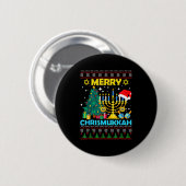 Merry Christmukkah Hanukkah Christmas Tree Xmas Fa Button (Vorne & Hinten)