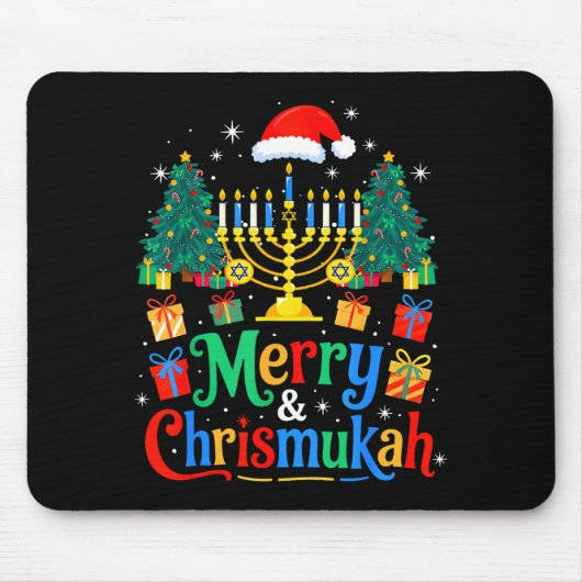 Merry Christmukkah Hanukkah Christmas Tree Xmas Fa Mousepad (Vorne)