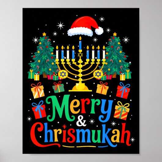 Merry Christmukkah Hanukkah Christmas Tree Xmas Fa Poster (Vorne)
