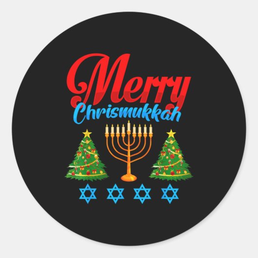 Merry Christmukkah Jewish Xmas Christmas Hanukkah Runder Aufkleber (Vorderseite)