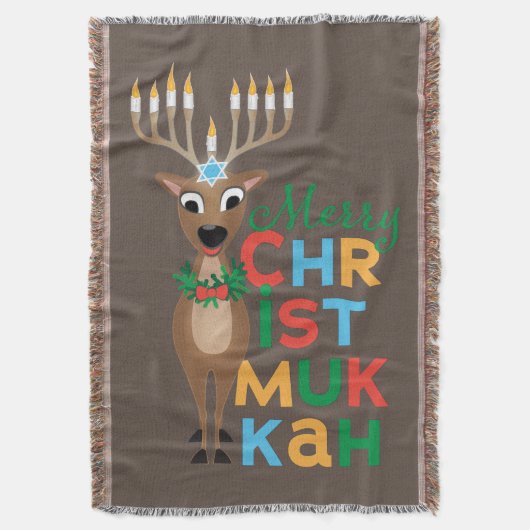Merry Christmukkah Reindeer Decke (Vorderseite Vertikal)