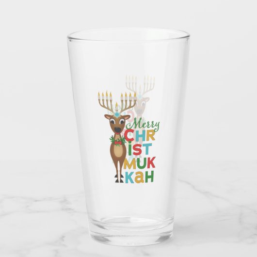 Merry Christmukkah Reindeer Glas (Rückseite)
