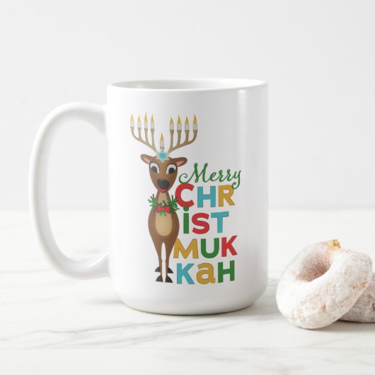 Merry Christmukkah Reindeer Kaffeetasse (Mit Donut)