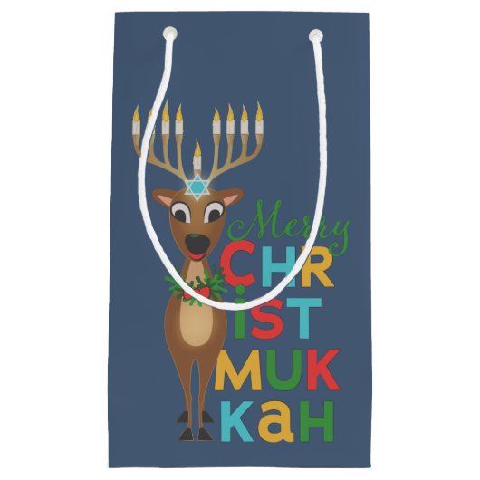 Merry Christmukkah Reindeer Kleine Geschenktüte (Vorderseite)