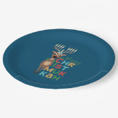 Merry Christmukkah Reindeer Pappteller (Schrägansicht)