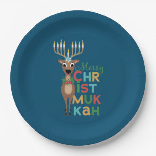 Merry Christmukkah Reindeer Pappteller