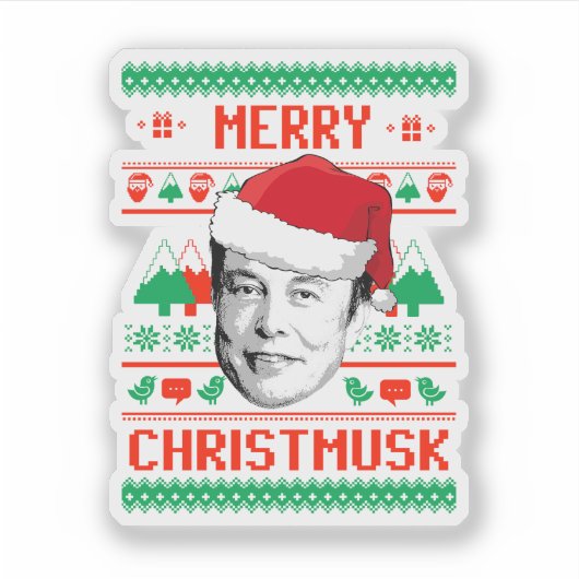 Merry Christmusk UGLY CHRISTMAS SWEATER Aufkleber (Vorderseite)