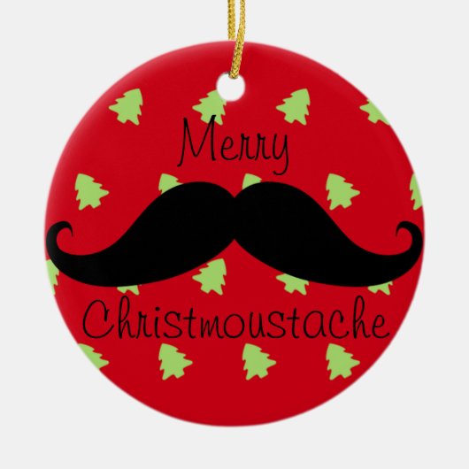 Merry Christmustache Ornament Round (Vorne)