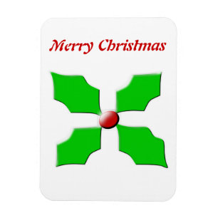 Merry Christrmas Holly Customizable Premium Magnet
