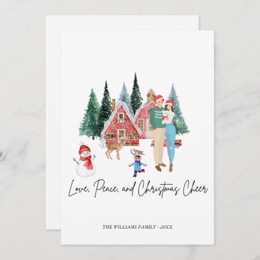 MERRY CHRITSMAS FESTIVE MODERN NIEDLICH CARD EINLADUNG (Vorne/Hinten)