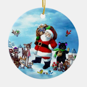 Merry Chrstimas Santa Claus Keramik Ornament