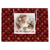 Merry Classic Santa Claus Rudolph Christmas Bag Große Geschenktüte (Vorderseite)