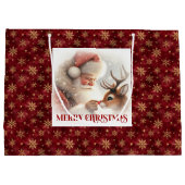 Merry Classic Santa Claus Rudolph Christmas Bag Große Geschenktüte (Rückseite)