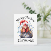 Merry Cluckin' Christmas Chicken Postkarte (Stehend Vorderseite)