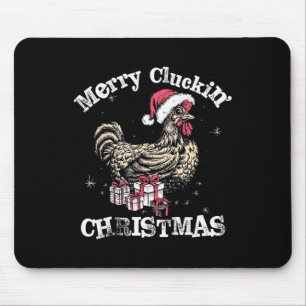 Merry Cluckin Christmas Funny Chicken Santa Mousepad