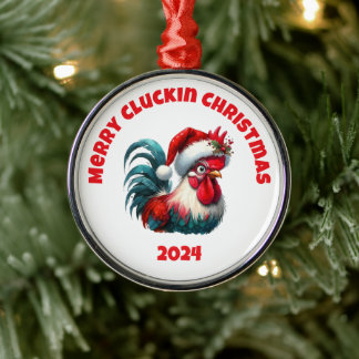 Merry Cluckin Christmas Ornament Aus Metall