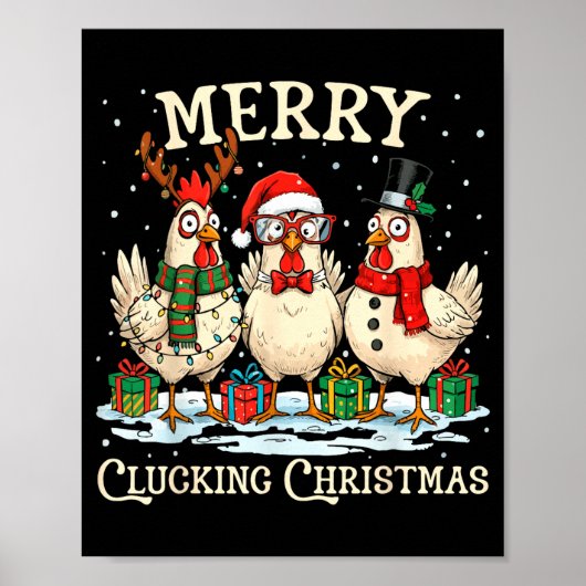 Merry Clucking Christmas Chicken Farm Animal Xmas Poster (Vorne)