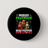 Merry Clucking Christmas Funny Chicken Santa Hat X Button (Vorderseite)