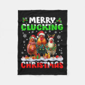 Merry Clucking Christmas Funny Chicken Santa Hat X Fleecedecke (Vorderseite)