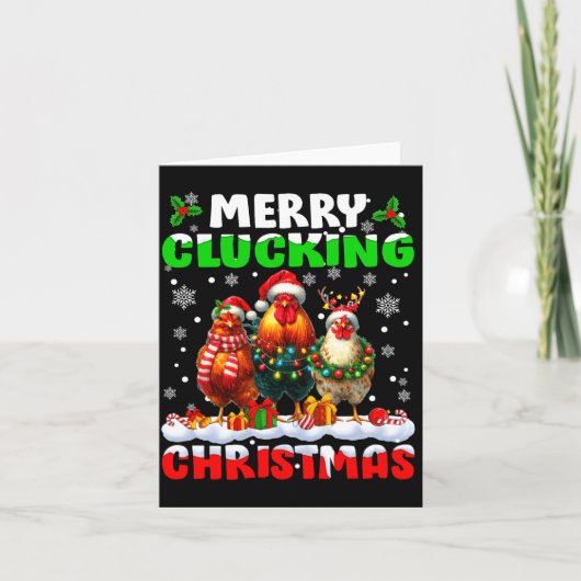 Merry Clucking Christmas Funny Chicken Santa Hat X Karte (Vorderseite)