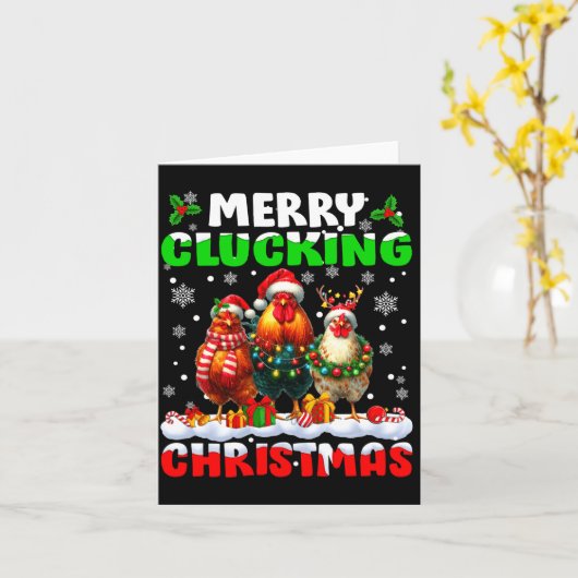 Merry Clucking Christmas Funny Chicken Santa Hat X Karte (Gelbe Blume)