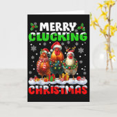 Merry Clucking Christmas Funny Chicken Santa Hat X Karte (Gelbe Blume)