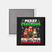 Merry Clucking Christmas Funny Chicken Santa Hat X Magnet (Vorderseite/Rückseite)