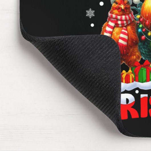 Merry Clucking Christmas Funny Chicken Santa Hat X Mousepad (Ecke)