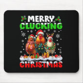 Merry Clucking Christmas Funny Chicken Santa Hat X Mousepad (Vorne)