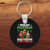 Merry Clucking Christmas Funny Chicken Santa Hat X Schlüsselanhänger (Vorderseite)