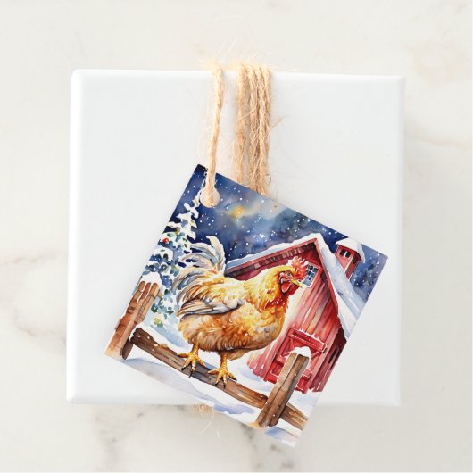 Merry Cluckin's Weihnachten | Funny Chicken Geschenkanhänger (Beispiel)