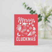Merry Cluckmas Chicken Lover Ferienkarte Postkarte (Stehend Vorderseite)