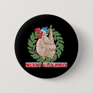 Merry Cluckmas - Funny Christmas Hen Button