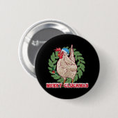 Merry Cluckmas - Funny Christmas Hen Button (Vorne & Hinten)