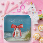 Merry Coastal Christmas Hilton Head Island Beach Pappteller (Party)