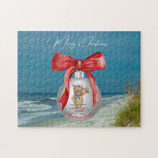 Merry Coastal Christmas Hilton Head Island Beach Puzzle (Horizontal)