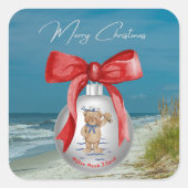 Merry Coastal Christmas Hilton Head Island Beach Quadratischer Aufkleber (Vorderseite)