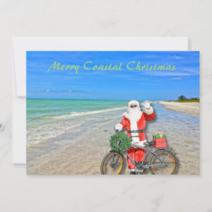 Merry Coastal Christmas Sanibel Island Beach Santa Feiertagskarte