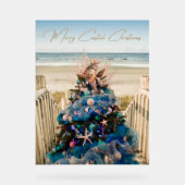 Merry Coastal Christmas Tropical Beach HolidayTree Acrylschild (Vorderseite)